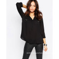 Long Sleeve Loose Office V Neck Women Blouse